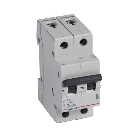 Interruptor termomagnético 2x50A 10/6kA 230/440V tipo C DIN RX3