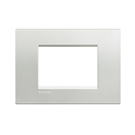 Placa de metal 3 módulos rectangular plata Living Light