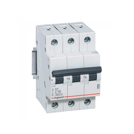 Interruptor termomagnético 3x16A 10/6kA 230/440V tipo C DIN RX3