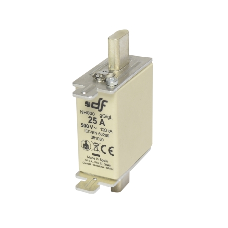 Fusible NH-000 25A 500VAC IDC 120kA con indicador gL-gG