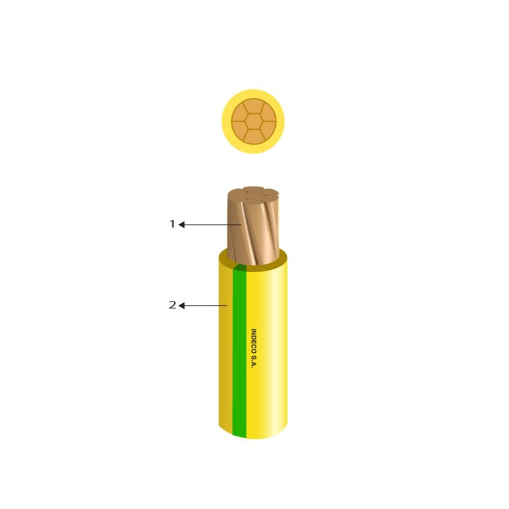 Cable puesta a tierra CPT 10AWG PVC, amarillo-verde, x rollo