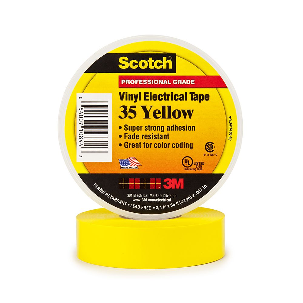 Cinta aislante vinílica Scotch 35 3/4¨ x20mts amarillo