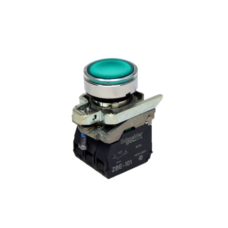 Pulsador luminoso rasante verde 22mm 24VAC/DC NA+NC