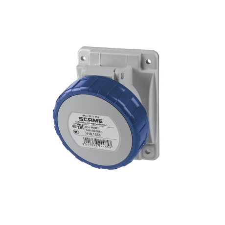 Tomacorriente p/empotrar inclinado 2x16A+T 250V IP67 6h Optima