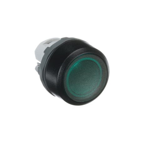 Cabeza para pulsador luminoso rasante verde 22mm plomo/negro