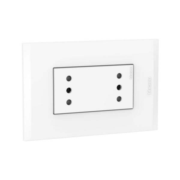 Tomacorriente duplex universal 2P+T 10A 250V blanco con placa blanca Modus Style