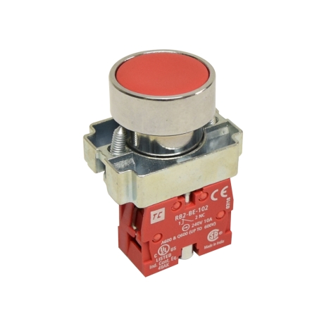 Pulsador no luminoso rasante rojo 22mm 1NC IP65 (XB7)