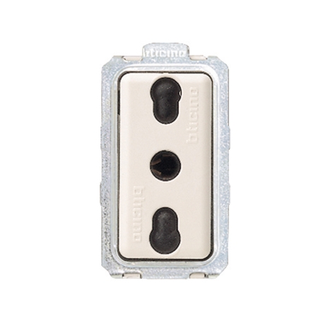 Tomacorriente bipaso 2x16A+T 250V 1 módulo marfil magic