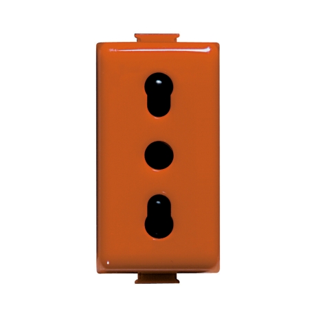 Tomacorriente bipaso 10/16A 250V 1 módulo naranja Matix