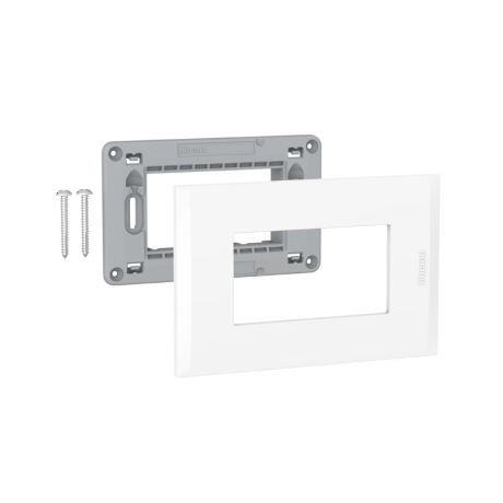 Placa 3 módulos c/soporte blanco