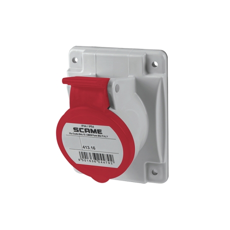 Tomacorriente p/empotrar inclinado 3x16A+T 415V IP44 6h Optima