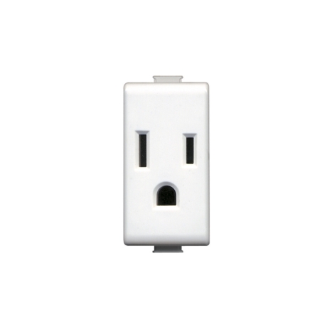 Tomacorriente simple universal 2P 15A 250V blanco Domino Sencilla